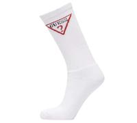 Guess Lot de 1 paire de chaussettes pour homme avec logo triangle 39-45, blanc, Taille unique