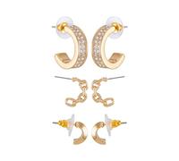 GUESS Lot de boucles d'oreilles créoles en C dorées