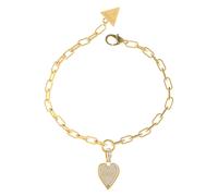 GUESS Bracelet argent pour femme - Love Me Tender Pave Heart Paperlink Bracelet S 237230