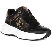 Guess Luckei 4G Logo Baskets À Lacets Pour Femmes En Noir Marron UK 3 - 8