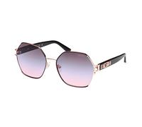 Guess 7913 Lunettes de soleil pour femme de forme géométrique - Couleur 05Z Noir avec verres miroir O dégradé violet - Calibre 59