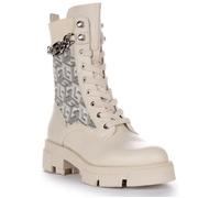 Guess Madiera Bottines à lacets G Cube avec logo en simili-cuir pour femmes en crème (Crème, 39) 36