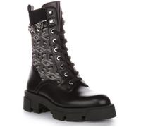 Guess Madiera Bottines à lacets G Cube avec logo en simili-cuir pour femmes en noir (Noir, 39) 39