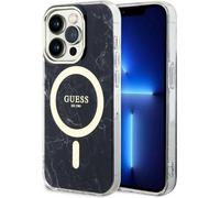 Guess Marble MagSafe - Coque pour iPhone 14 Pro Max (Noir)