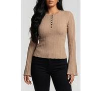 GUESS Marciano By Giada Ls Sweater Top Natural Almond Taille: L | Pulls en Maille Outlet | Femme | Marron