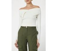 GUESS Marciano By Monica Ribbed Ls Top Pale Pearl Taille: XXL | Chemisiers Outlet | Femme | Blanche