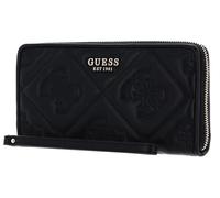 GUESS Marieke Cheque Organizer Noir Logo - Portefeuille Femme - Cuir Synthétique - 4 Compartiments - Dragonne Amovible - 21 x 11 x 2,5 cm