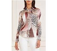 GUESS Melissa Solid Co Earth Rhapsody Print Taille: L | Chemisiers Outlet | Femme | Marron
