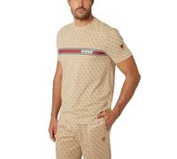 GUESS Men's Eco Jamey T-Shirt, 4G AOP Beige Blanco, M