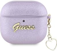 Guess Metallisches Schriftzug Charm Apple AirPods 4 lilas