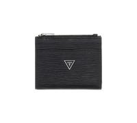 GUESS Milano Portefeuille en cuir noir, 8 compartiments porte-cartes, porte-monnaie avec fermeture éclair, 11 x 8 x 2 cm