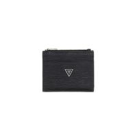 GUESS Milano Portefeuille en cuir noir, 8 compartiments porte-cartes, porte-monnaie avec fermeture éclair, 11 x 8 x 2 cm