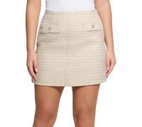 Guess Mini Jupe à Rabat Eco Daphnee pour Femme, Combo Tweed crème, Taille M