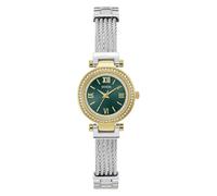 Guess Mini Soho GW1076L3 Montre à Quartz analogique en Acier Inoxydable pour Femme 27 mm Bracelet en Acier Inoxydable Argenté 3 Bar Couleur du Cadran : Vert