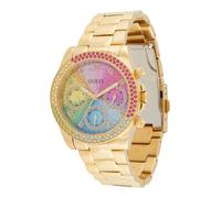 GUESS Montre à affichage analogique 'Dress' bleu clair / jaune / or / rose, Taille One Size