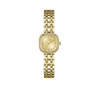 Guess Montre Hazel GW1018L2 – Quartz 25 mm, acier inox, bracelet silicone doré, cadran champagne