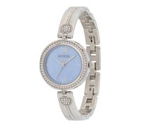 Guess Lovey GW0655L4 Montre à Quartz analogique pour Femme en Acier Inoxydable 27 mm Bracelet en Acier Inoxydable argenté 3 Bar Couleur du Cadran : Bleu