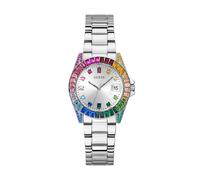 GUESS Montre à affichage analogique 'Opaline' bleu / vert / fuchsia / argent, Taille One Size