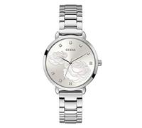 Guess Montre à Quartz pour Femme - Bracelet en Acier Inoxydable, Argenté/imprimé Floral, Taille Unique, Rose Scintillante