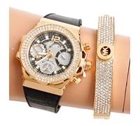 Guess Montre Femme GW0553L4 Fusion Chronographe Cristaux Swarovski IP Or Neuf