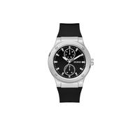 GUESS Montre Homme 45mm - Bracelet Noir Cadran Noir Boîtier Argent, Noir/argenté/noir, Classique