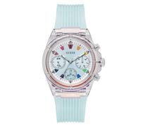 GUESS Montre à affichage analogique 'ATHENA' bleu pastel / transparent, Taille One Size