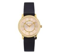 Guess Montre pour Femme 28 mm - Bracelet doré Cadran Blanc boîtier doré, Noir, One, Sangle