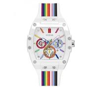 Guess Montre pour Homme 41 mm - Bracelet Arc-en-Ciel - Cadran Blanc - Boîtier Blanc - Arc-en-Ciel - Moderne