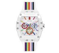 Guess Montre pour Homme 41 mm - Bracelet Arc-en-Ciel - Cadran Blanc - Boîtier Blanc - Arc-en-Ciel - Moderne