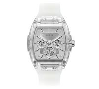 GUESS Montre Tendance décontractée pour Homme Tonneau Diamond 43 mm, Argenté/Blanc, Taille Unique, Phoenix GW0203G1