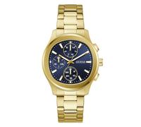 Guess Palmer GW1048G2 Montre à Quartz analogique pour Homme, en Acier Inoxydable, 40 mm, Bracelet en Acier Inoxydable, doré, 5 Bar, Couleur du Cadran : Bleu, Affichage de la Date