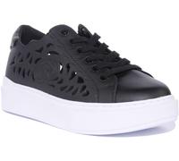 Guess Pepzi Cuir Mélangé Lacets Femmes Baskets Noires Taille 3 - 8