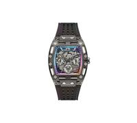 Guess Phoenix Montre pour Homme en Silicone, Noir, Moderne