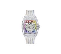 Guess Phoenix Montre pour Homme en Silicone, Transparent, lanière