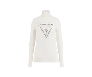 Guess - Piper Triangle Logo Tn Ls Swtr - Femme - Pulls - Blanc - Taille: 44 FR