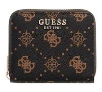 GUESS Porte-Monnaie Carrie Logo SLG Small Zip Around Espresso Logo Marron foncé