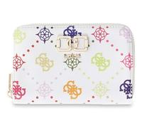 GUESS Porte-Monnaie Emelie Logo SLG Zip Around Wallet Multi Logo Blanc