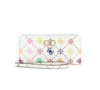 GUESS Porte-Monnaie Emelie Logo SLG Zip Around Wallet Multi Logo Blanc