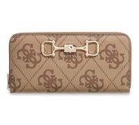 GUESS Porte-Monnaie Janie Logo SLG Zip Around Wallet Latte Logo Marron Clair