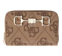 GUESS Porte-Monnaie Janie Logo SLG Zip Around Wallet Latte Logo Marron Clair