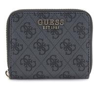 GUESS Porte-monnaie gris foncé noir pour femme - Laurel II SLG Small Zip Around Wallet Coal Logo 310006