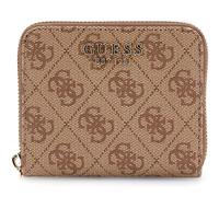 GUESS Porte-monnaie brun clair marron pour femme - Laurel II SLG Small Zip Around Wallet Latte Logo 313840