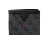 GUESS Portefeuille classique à deux volets pour homme avec emplacements pour cartes, compartiment pour billets et fenêtre pour carte d'identité, noir Quattro G, taille unique, portefeuille classique à