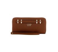 GUESS Portefeuille en cuir pour femme, marron, fermeture éclair, design classique EST. 1981