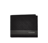 GUESS Portefeuille Fin en Cuir pour Homme, Noir à imprimé, One Size, Portefeuille Fin en Cuir à Deux Volets