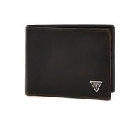 GUESS Portefeuille Roma Flat Bi-Fold en cuir solide marron
