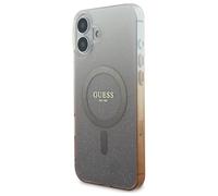 Guess pour iPhone 16 6.1 marron étui rigide IML Glitter Gradient MagSafe