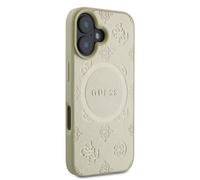 Guess pour iPhone 16 6.1 or étui rigide Saffiano Peony Classic Logo MagSafe