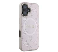 Guess pour iPhone 16 6.1 rose étui rigide Saffiano Peony Classic Logo MagSafe