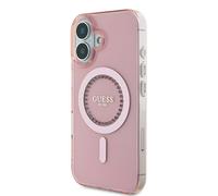 Guess pour iPhone 16 Plus 6.7 rose étui rigide IML Rhinestones MagSafe